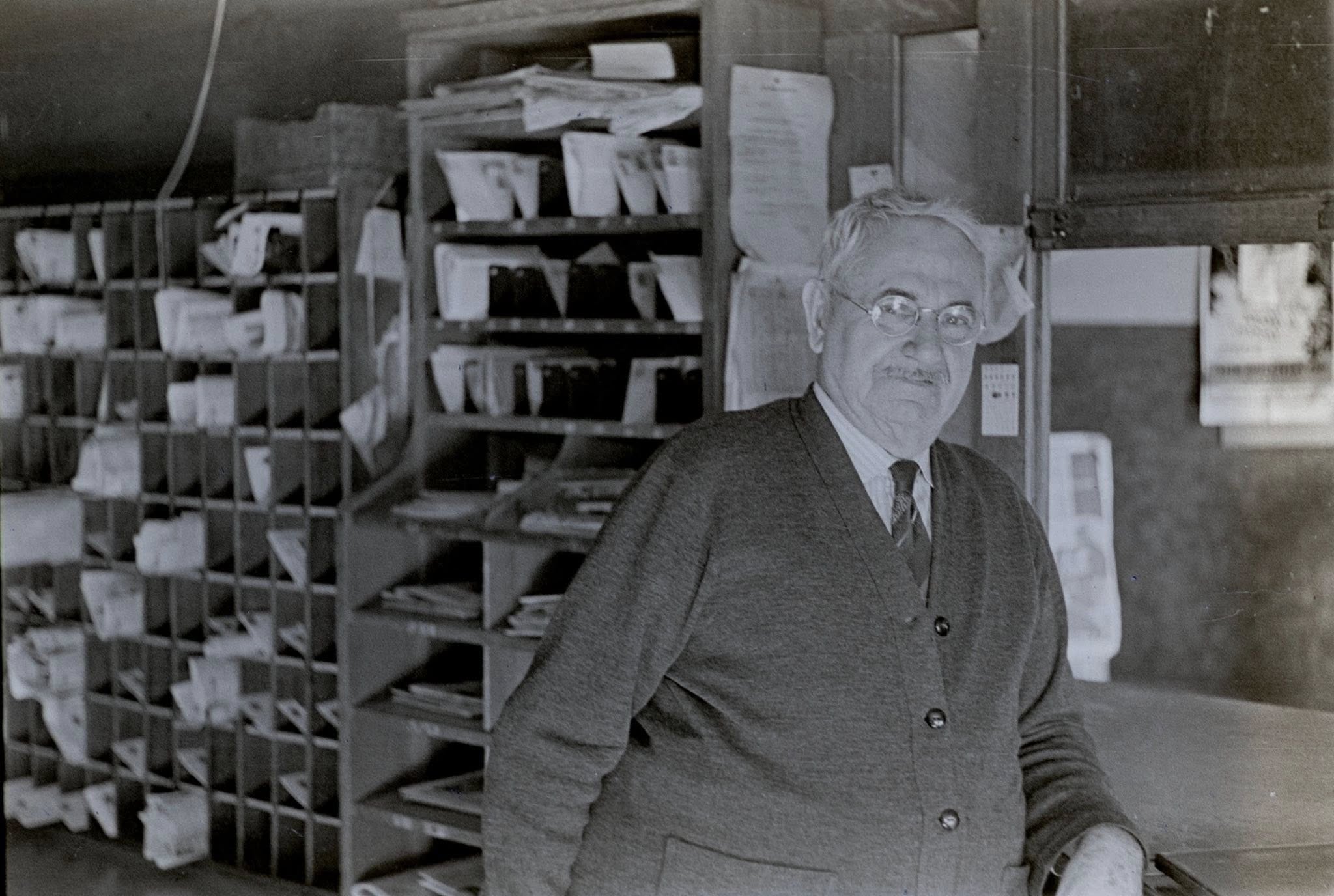 F.E. Mulholland, founder, in the original Malvern dry goods store