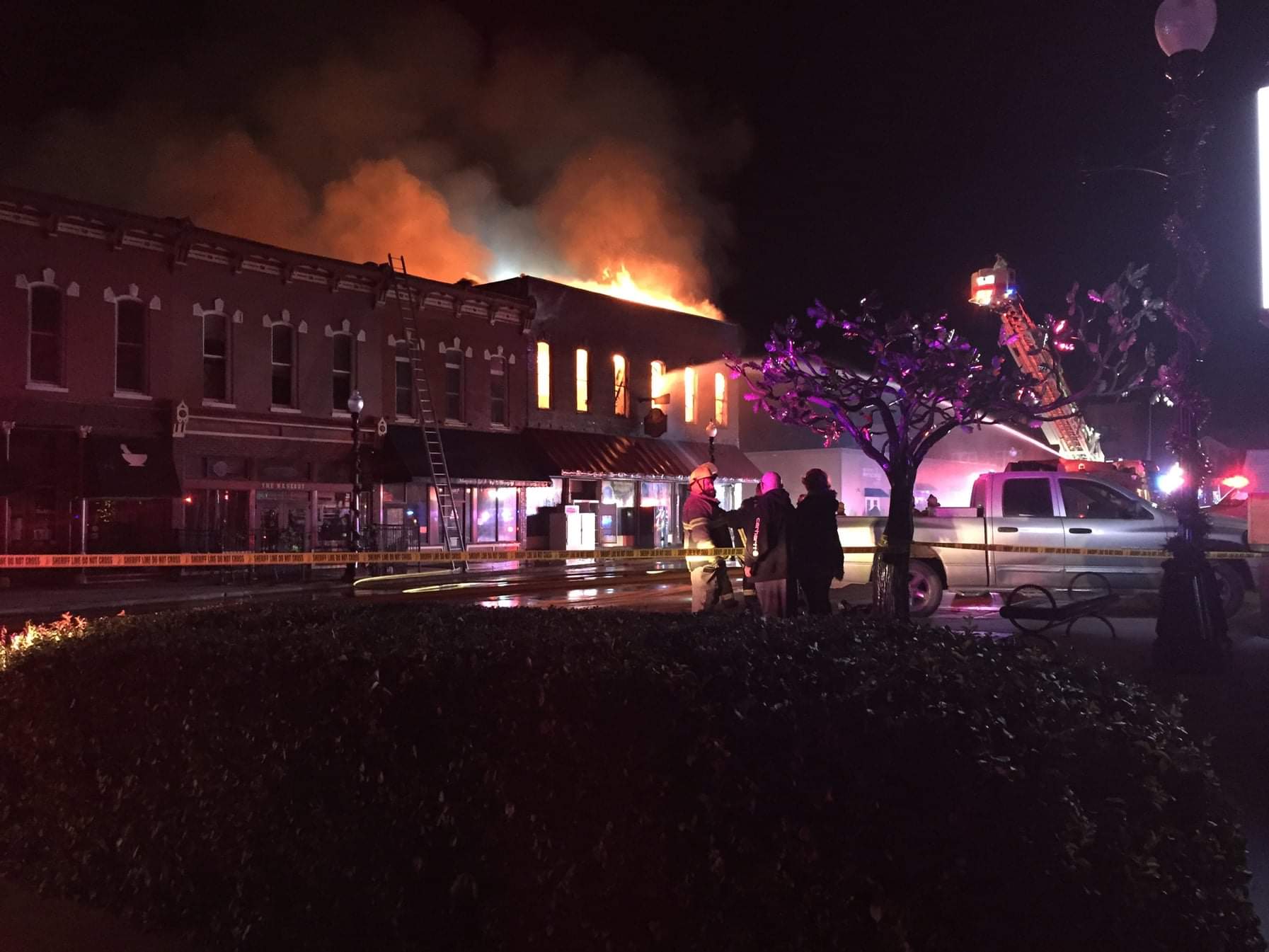 The December 2021 fire that destroyed Mulholland Grocery on Main Street Malvern Iowa