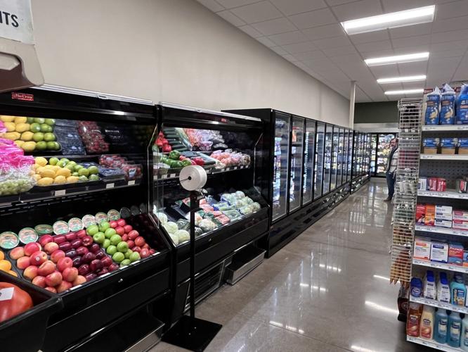Fresh produce wall at Mulholland Grocery